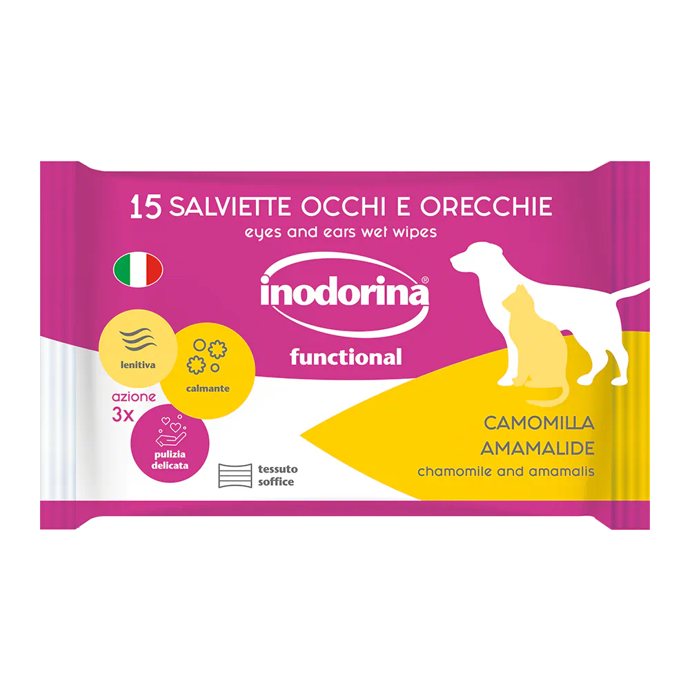 Inodorina Functional Camomilla, șervețele pentru ochi și urechi, câini și pisici, 15 buc