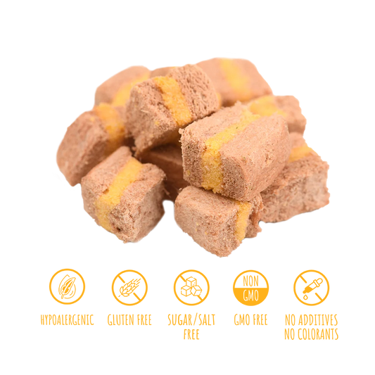 Recompense pentru câini MAVSY, din carne de miel cu sparanghel in sos olandez, 50 g, produs în utilizare