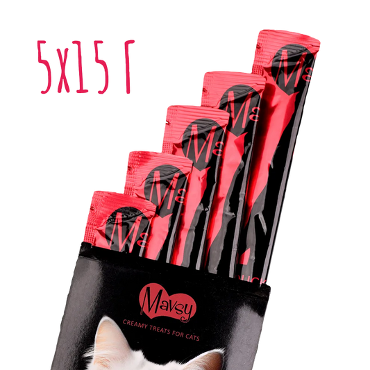 Recompense pentru pisici MAVSY, de somon si file de ton cu lucerna si stropitori de iarba de pisica pentru pisici, 75 g, produs în utilizare