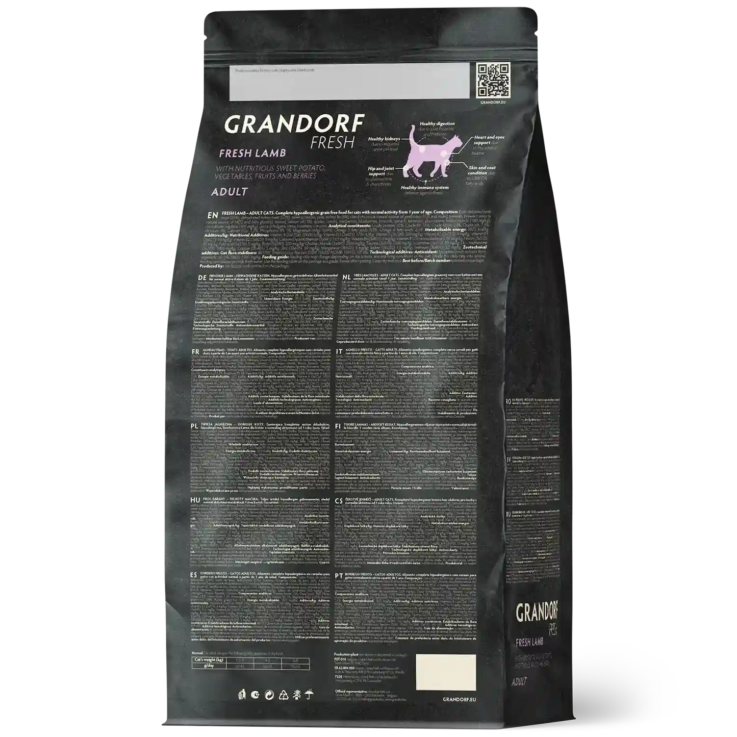 Hrana uscata pentru pisici Grandorf, cu Carne de Miel Proaspata si Cartofi Dulci, pentru Pisici Adulti, aspect produs