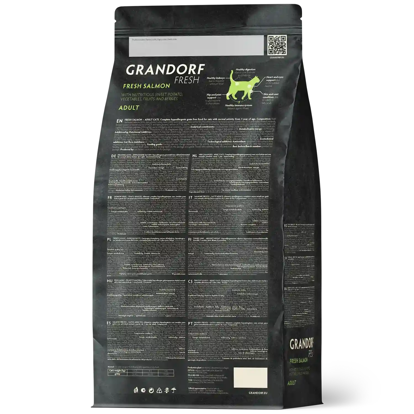 Hrana uscata pentru pisici Grandorf, cu File de Somon Proaspat si Cartofi Dulci, pentru Pisici Adulti, aspect produs