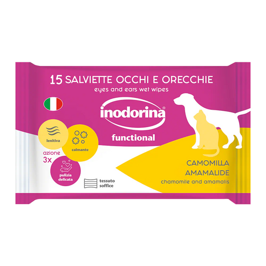 Inodorina Functional Camomilla, șervețele pentru ochi și urechi, câini și pisici, 15 buc