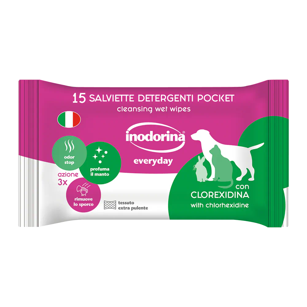 Inodorina Everyday Pocket Clorexidina, șervețele umede cu clorhexidină, 15 buc