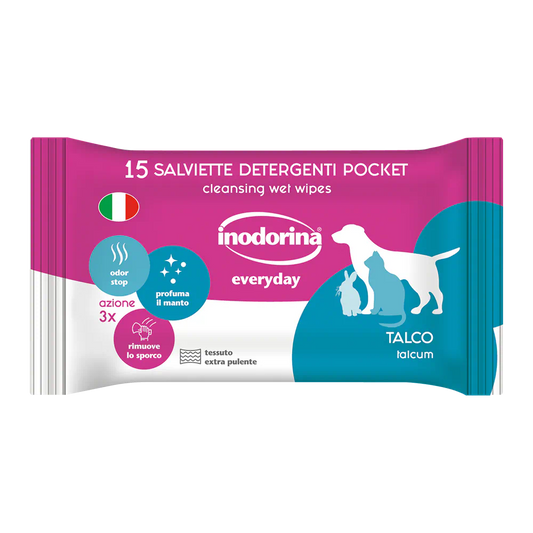 Inodorina Everyday Pocket Talco, șervețele umede pentru câini și pisici, 15 buc