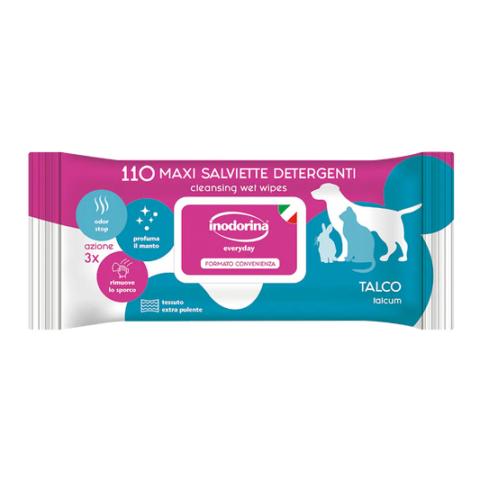 Inodorina Everyday Talco, șervețele umede pentru câini și pisici, parfum de talc, 110 buc