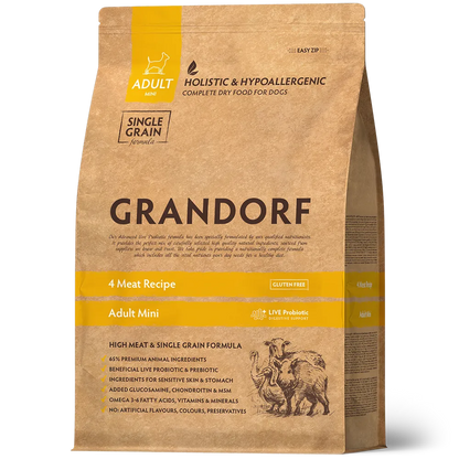 Hrana uscata pentru câini Grandorf, 4 Tipuri de Carne, pentru rase mici
