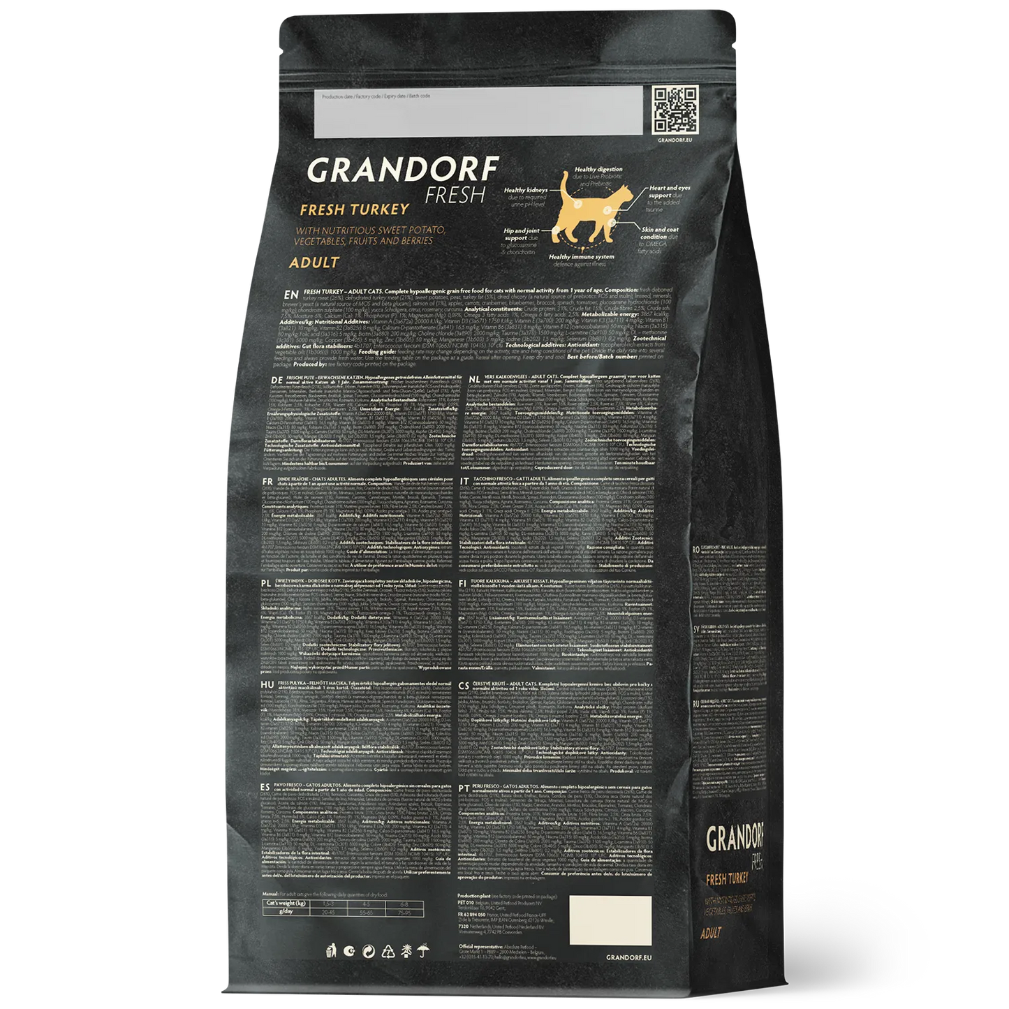 Hrana uscata pentru pisici Grandorf, cu Carne de Curcan Proaspata si Cartofi Dulci, pentru Pisici Adulti