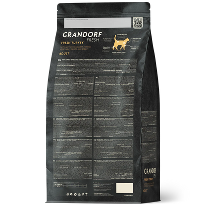 Hrana uscata pentru pisici Grandorf, cu Carne de Curcan Proaspata si Cartofi Dulci, pentru Pisici Adulti