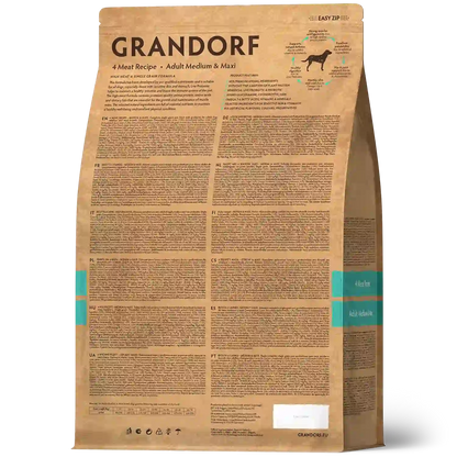Hrana uscata pentru câini Grandorf, 4 Tipuri de Carne, pentru rase medii si mari, aspect produs