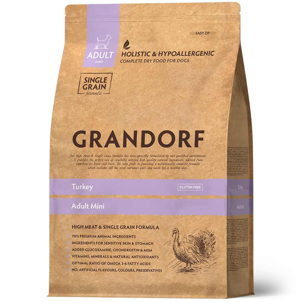 Hrana uscata pentru câini Grandorf, Curcan, pentru câini adulti de rase mici