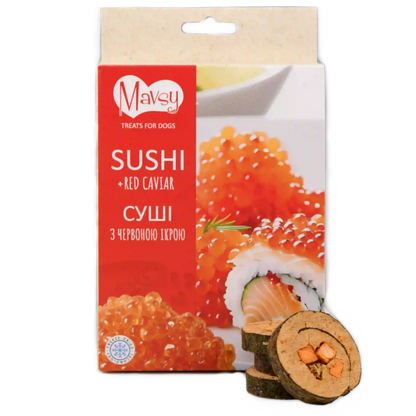 Recompense pentru câini MAVSY, sushi cu somon si icre rosii, 50 g
