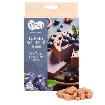 Recompense pentru câini MAVSY, sufleu din curcan cu afine, 50 g