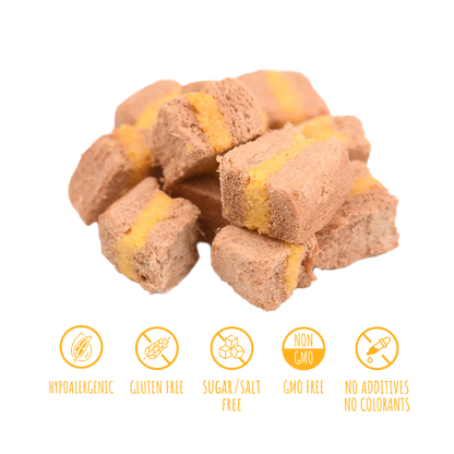 Recompense pentru câini MAVSY, din carne de miel cu sparanghel in sos olandez, 50 g, produs în utilizare