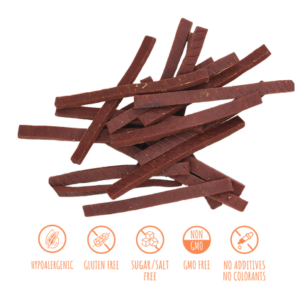 Recompense pentru câini MAVSY, slice cu vita, 100 g, produs în utilizare