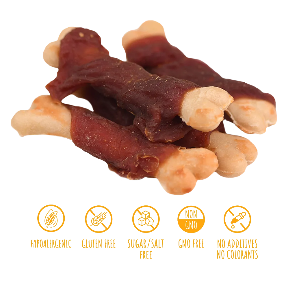 Recompense pentru câini MAVSY, ciocanel de rata cu calciu, 100 g