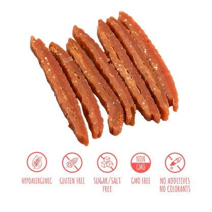 Лакомства за кучета MAVSY, карпачо от заек и печена патица в сос от червени боровинки, 100 г