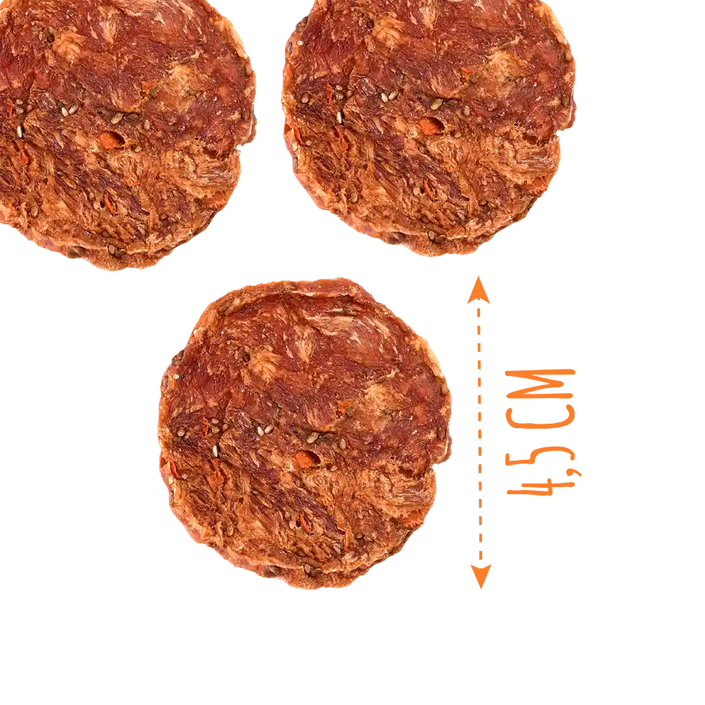 Лакомства за кучета MAVSY, чипс от патешко месо със семена от чиа и морков, 50 г