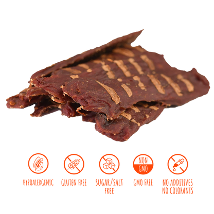 Лакомства за кучета MAVSY, Телешки стек със сушени домати върху тиквена коричка, 100 г