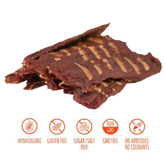 Recompense pentru câini MAVSY, steak din carne de cerb cu rosii uscate pe un pat de dovleac, 100 g