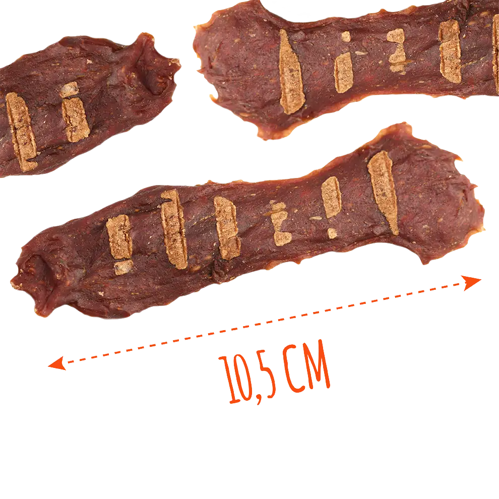 Лакомства за кучета MAVSY, Телешки стек със сушени домати върху тиквена коричка, 100 г