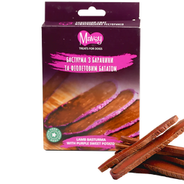 Лакомства за кучета MAVSY, овче бастурма и лилав картоф, 100 г