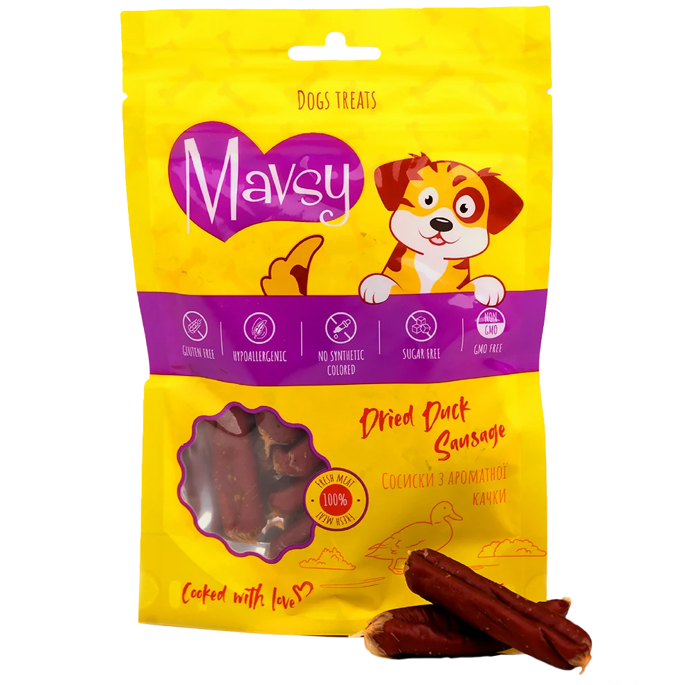 Recompense pentru câini MAVSY, mici cu rata, 100 g, ambalaj produs