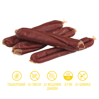 Recompense pentru câini MAVSY, mici cu rata, 100 g, produs în utilizare