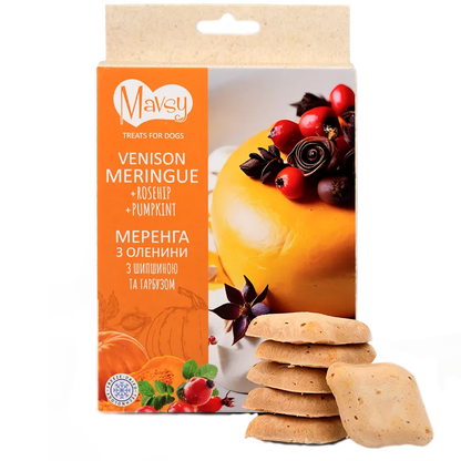 Recompense pentru câini MAVSY, din carne de cerb cu macese si dovleac, 50 g
