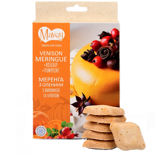 Recompense pentru câini MAVSY, din carne de cerb cu macese si dovleac, 50 g