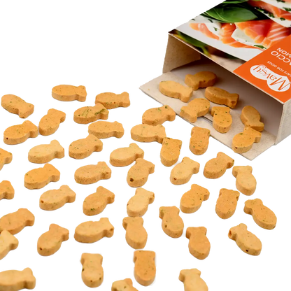Recompense pentru câini MAVSY, carpaccio din somon cu spanac, 50 g, aspect produs