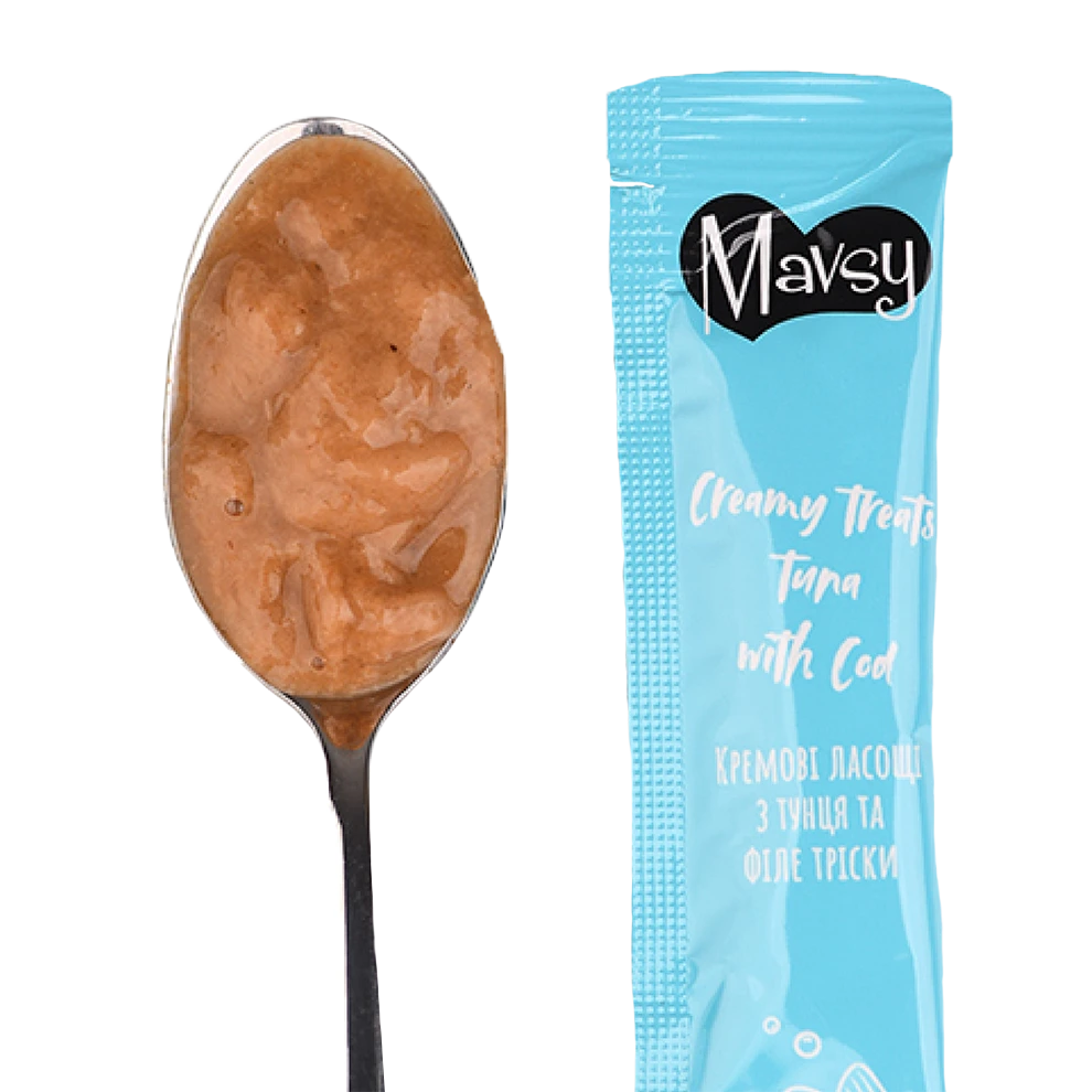 Recompense pentru pisici MAVSY, cu ton si cod, 75 g, aspect produs