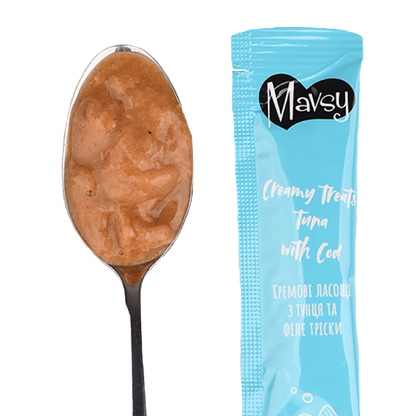 Recompense pentru pisici MAVSY, cu ton si cod, 75 g, aspect produs
