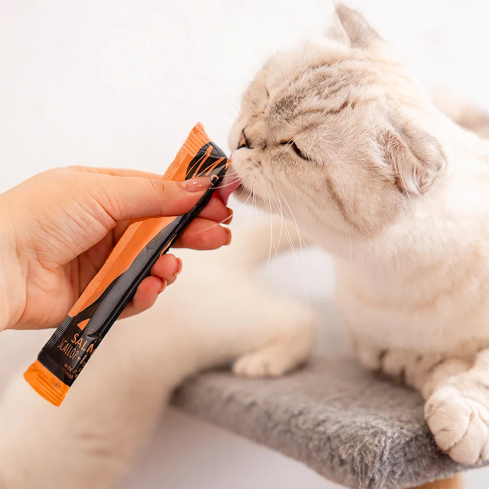 MAVSY Лакомства за котки, Кремообразни сьомгови хапки с миди и червен хайвер за котки, 75 г