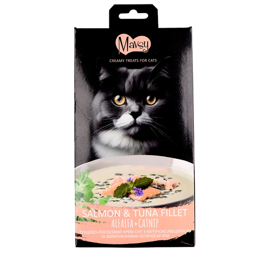 Лакомства за котки MAVSY, с пастет от патешки гърди, суфле от червена боровинка, 75 г