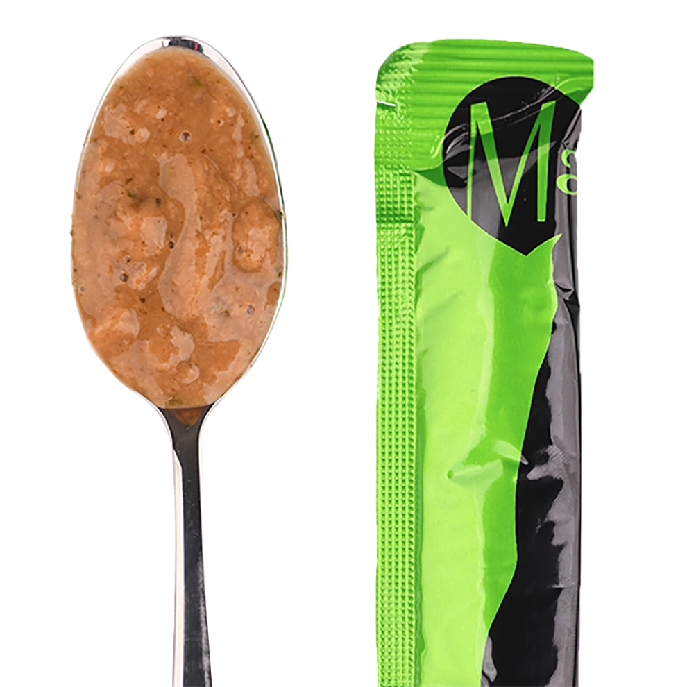 Recompense pentru pisici MAVSY, de gulas de curcan pe un pat de spanac cu aloe, 75 g, aspect produs