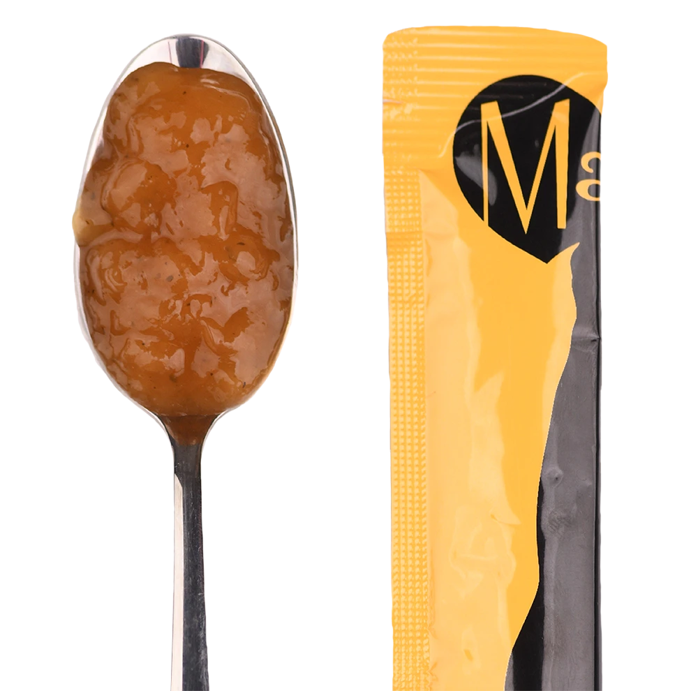 Лакомства за котки MAVSY, веган ябълков мармалад със семена от живовляк и нотка котешка трева, 75 г