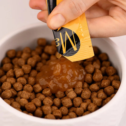 Лакомства за котки MAVSY, веган ябълков мармалад със семена от живовляк и нотка котешка трева, 75 г