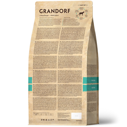 Hrana uscata pentru pisici Grandorf, cu 4 Tipuri de Carne, pentru Pisici Adulti Indoor