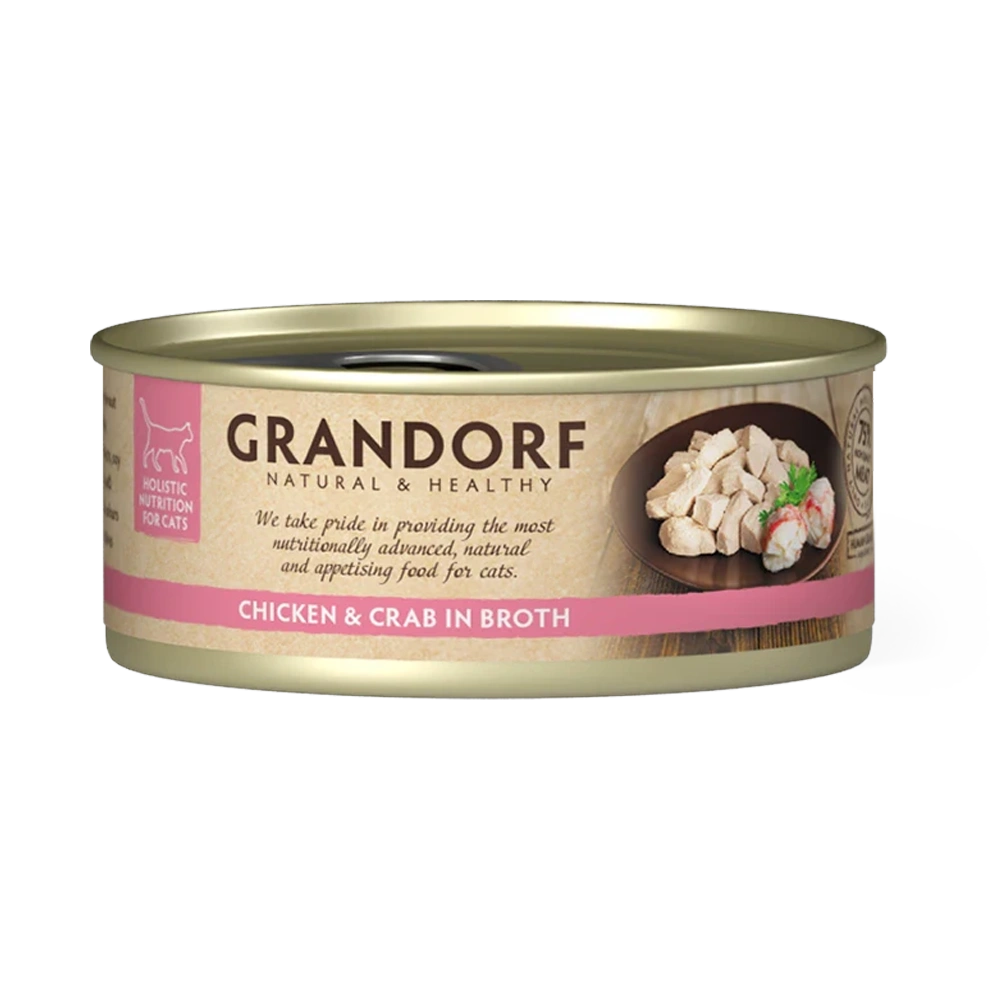 Hrana umeda pentru pisici, Grandorf, Pui/crab, ambalaj produs