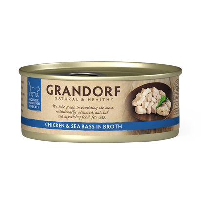 Hrana umeda pentru pisici, Grandorf, Pui/biban, 70 g, ambalaj produs