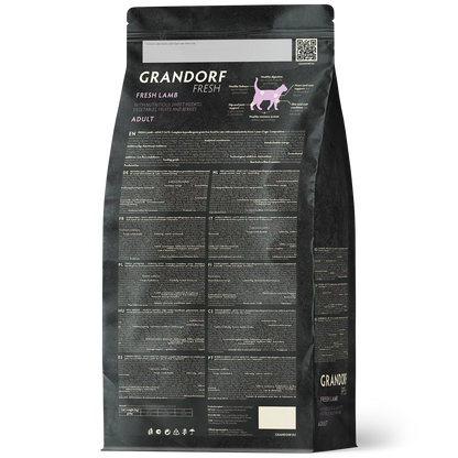 Hrana uscata pentru pisici Grandorf, cu Carne de Miel Proaspata si Cartofi Dulci, pentru Pisici Adulti