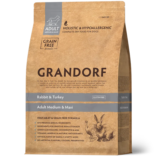 Hrana uscata pentru câini Grandorf, Iepure si Curcan, pentru rase medii si mari
