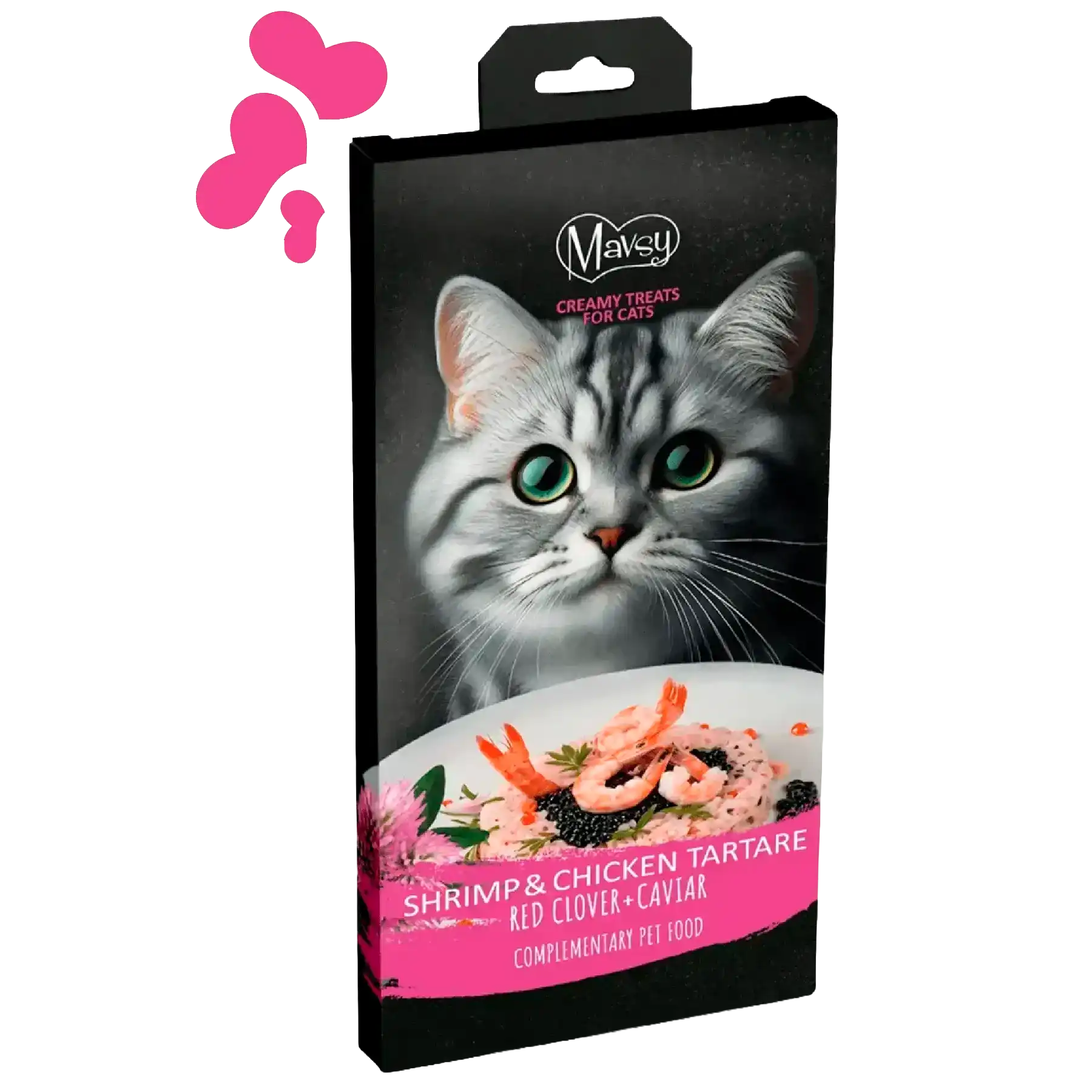 Recompense pentru pisici MAVSY, pui, creveți și icre, 5x15 g, ambalaj produs