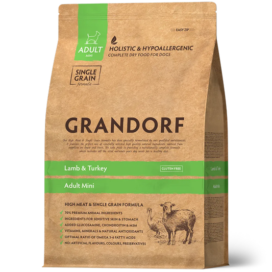 Hrana uscata pentru câini Grandorf, Miel si Curcan, pentru câini adulti de rase mici