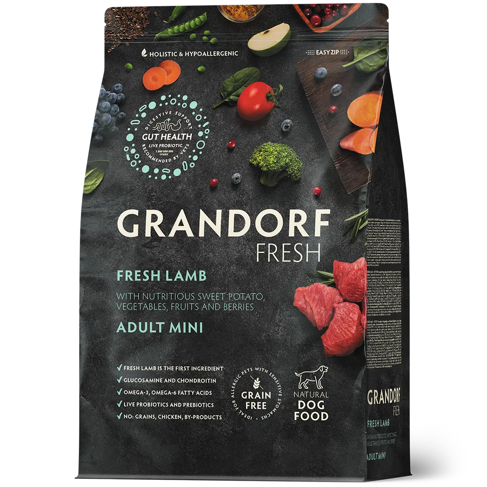 Суха храна за кучета Grandorf, Прясно агнешко със сладки картофи, за малки породи 