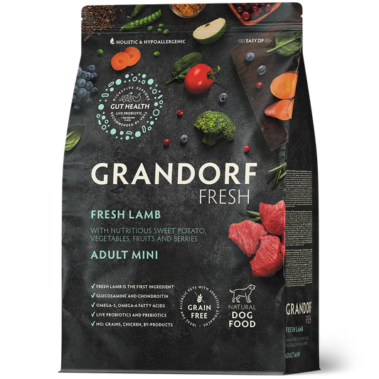 Hrana uscata pentru câini Grandorf, Carne proaspata de miel cu cartof dulce, pentru rase mici