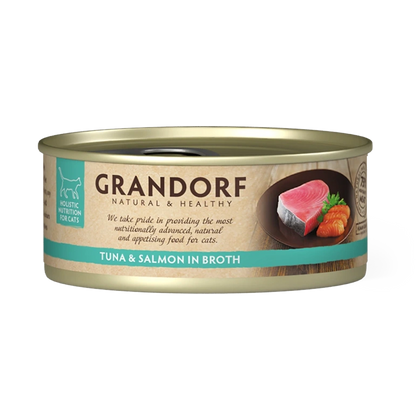 Hrana umeda pentru pisici Grandorf, cu Filet de Ton si Somon, ambalaj produs