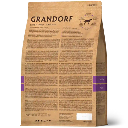 Hrana uscata pentru câini Grandorf, Miel si Curcan, pentru rase mari, aspect produs