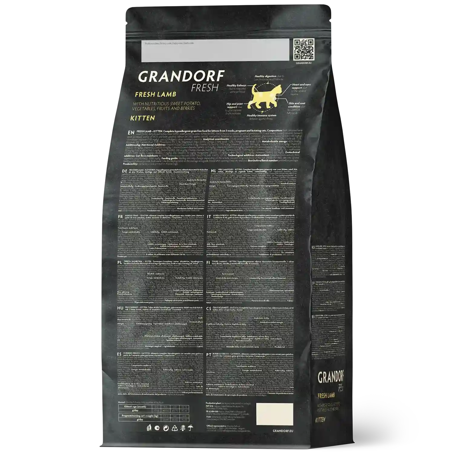 Hrana uscata pentru pisici Grandorf, cu Carne de Miel Proaspata si Cartofi Dulci, aspect produs