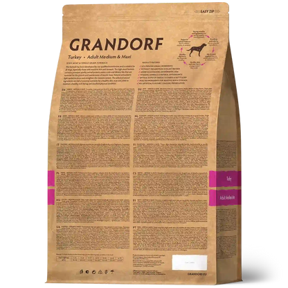 Hrana uscata pentru câini Grandorf, Curcan, pentru rase medii si mari, aspect produs